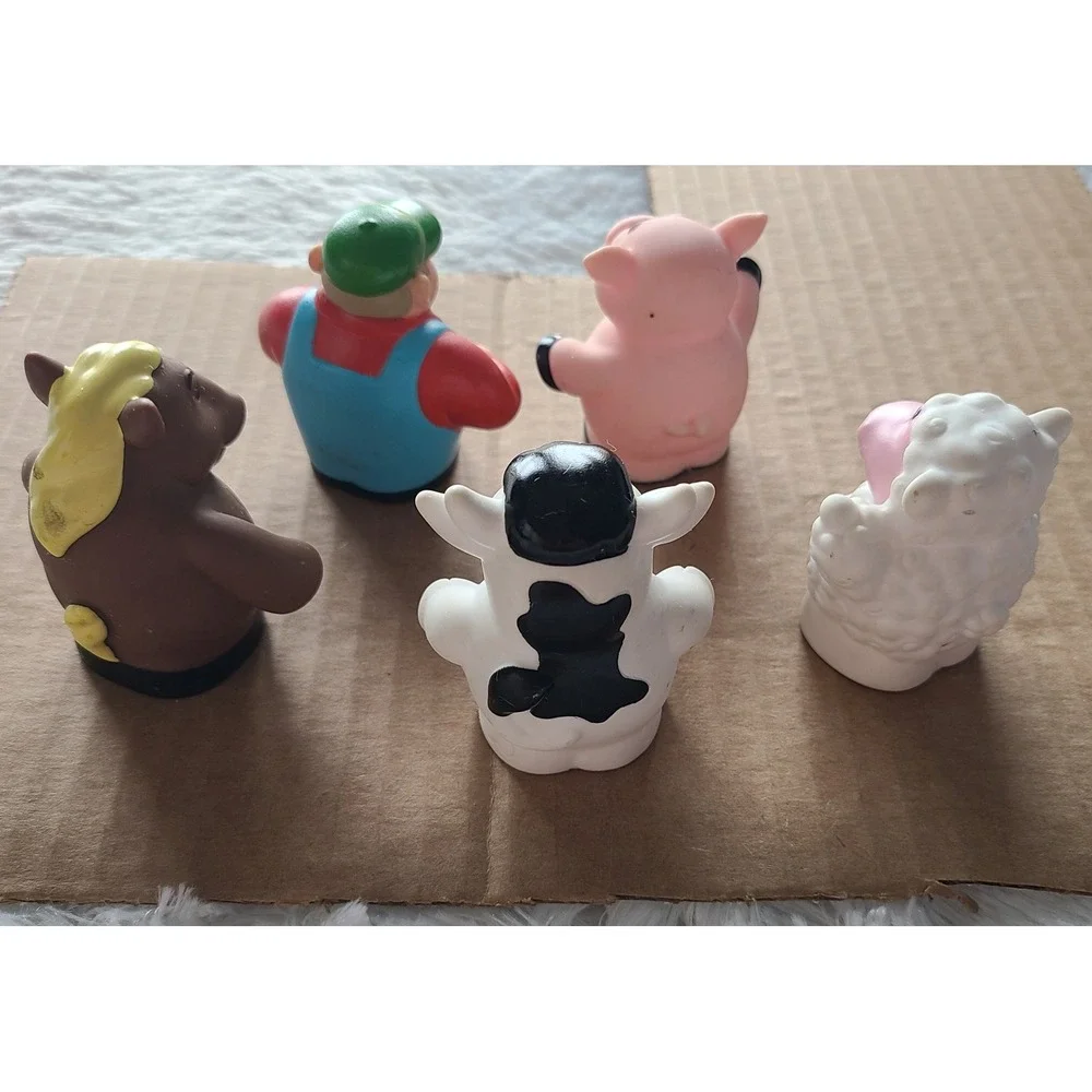 John Deere Ertl Farm Friends Figure Set Farmer Cow Pig Sheep Horse 5 Piece Lot